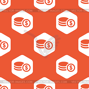 Orange hexagon dollar rouleau pattern - vector clipart / vector image