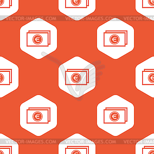 Orange hexagon euro bill pattern - vector image