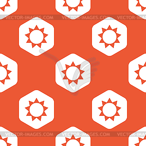 Orange hexagon sun pattern - vector clip art