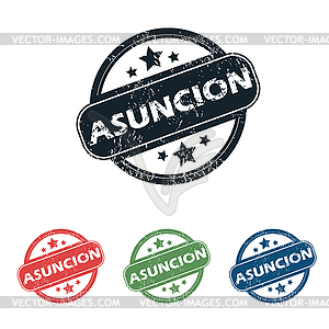 Round Asuncion city stamp set - vector clip art