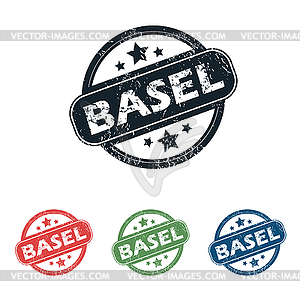 Round Basel city stamp set - vector clip art