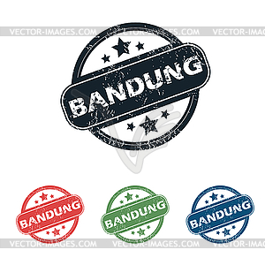 Round Bandung city stamp set - vector clipart