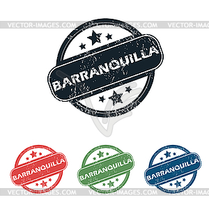 Round Barranquilla city stamp set - vector image