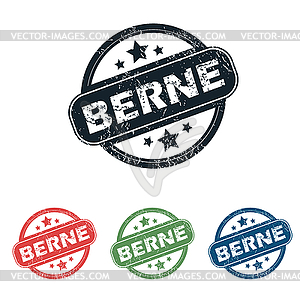 Round Berne city stamp set - vector clipart