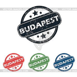 Round Budapest city stamp set - vector clipart