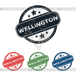 Round Wellington city stamp set - vector clip art