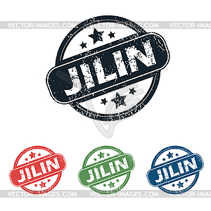 Round Jilin city stamp set - vector image