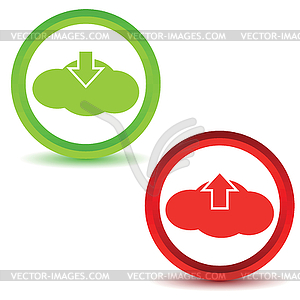 Cloud upload download icons - vector clipart