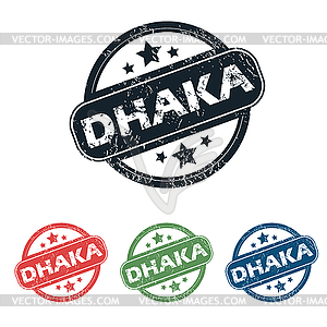 Round Dhaka city stamp set - vector image