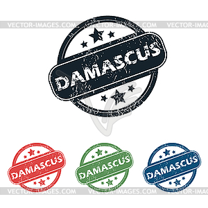 Round Damascus city stamp set - vector clipart