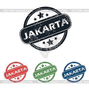 Round Jakarta city stamp set - vector clipart