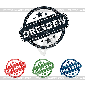 Round Dresden city stamp set - vector clip art