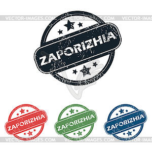 Round city Zaporizhia stamp set - vector image