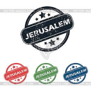 Round Jerusalem city stamp set - vector image