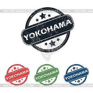 Round Yokohama city stamp set - vector clipart