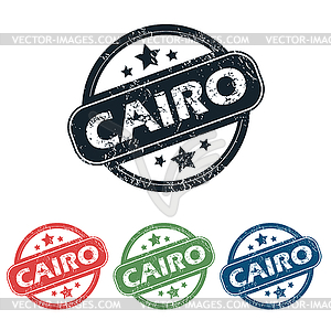 Round Cairo city stamp set - vector image