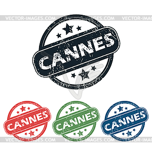 Round Cannes city stamp set - vector clipart