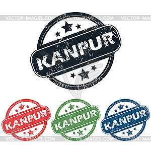 Round Kanpur city stamp set - color vector clipart