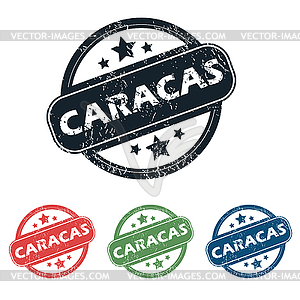 Round Caracas city stamp set - vector clip art