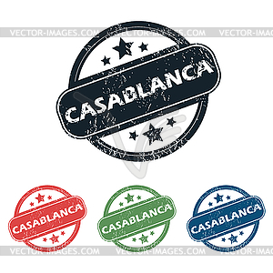 Round Casablanca city stamp set - vector clipart