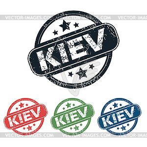 Round Kiev city stamp set - vector image