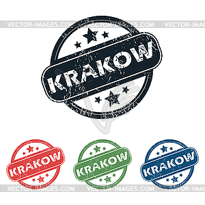 Round Krakow city stamp set - vector image