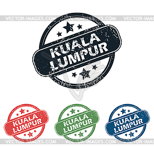 Round Kuala Lumpur stamp set - vector image