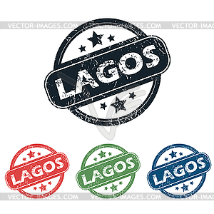 Round Lagos city stamp set - vector clipart