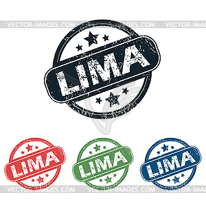 Round Lima city stamp set - vector EPS clipart