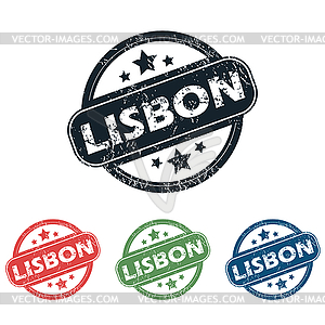 Round Lisbon city stamp set - stock vector clipart