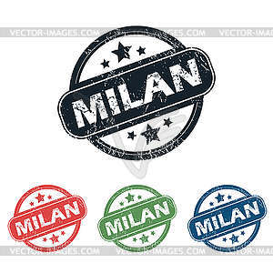 Round Milan city stamp set - vector EPS clipart