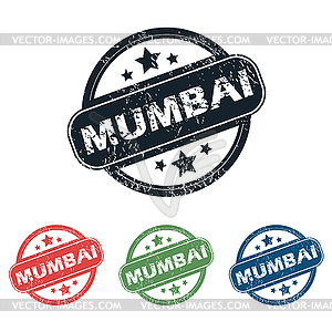 Round Mumbai city stamp set - vector clipart