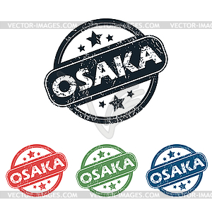 Round Osaka city stamp set - vector clipart