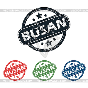 Round Busan city stamp set - vector image