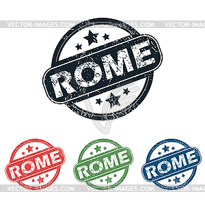 Round Rome city stamp set - stock vector clipart