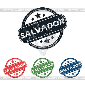 Round Salvador city stamp set - vector image