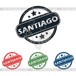 Round Santiago city stamp set - vector clipart