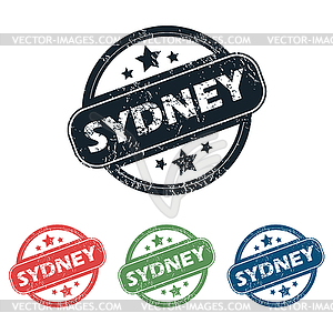 Round Sydney city stamp set - vector image