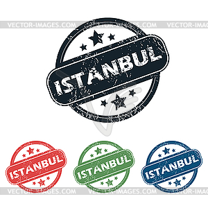 Round Istanbul city stamp set - vector clipart