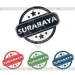 Round Surabaya city stamp set - vector image