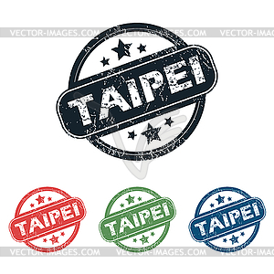 Round Taipei city stamp set - vector clip art