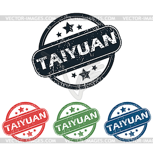 Round Taiyuan city stamp set - vector image