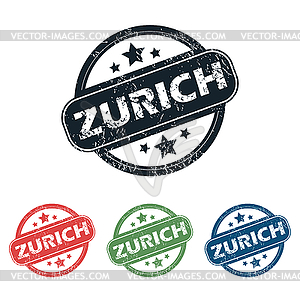 Round Zurich city stamp set - vector clipart