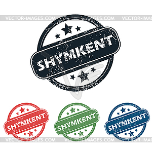 Round Shymkent city stamp set - stock vector clipart