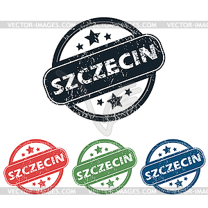 Round Szczecin city stamp set - vector image