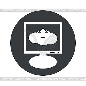 Round cloud upload monitor icon - vector clip art