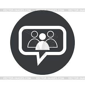 Round group leader dialog icon - white & black vector clipart