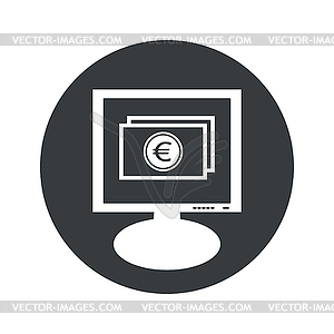 Round euro bill monitor icon - vector clipart / vector image