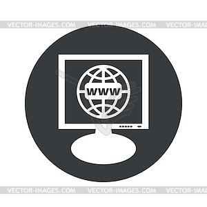 Round global network monitor icon - vector image
