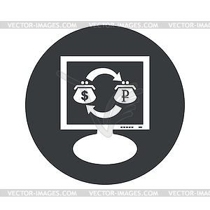 Round dollar ruble monitor icon - vector clip art